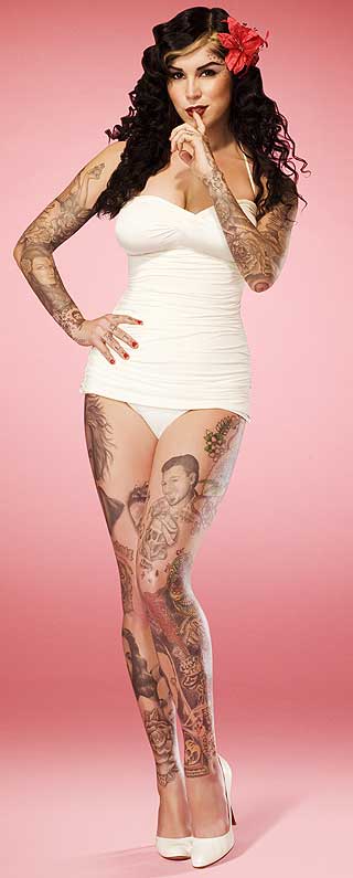 Kat Von D sexy woman full body tattoo