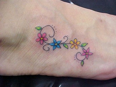 Small Flowers Tattoos on Tattoo Foot Small New Flower Style
